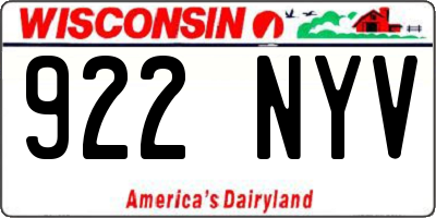 WI license plate 922NYV