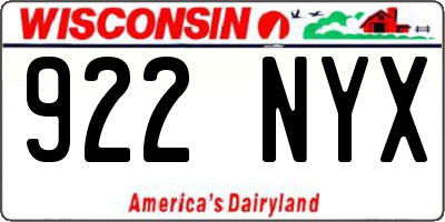 WI license plate 922NYX