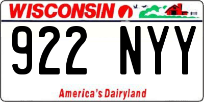 WI license plate 922NYY