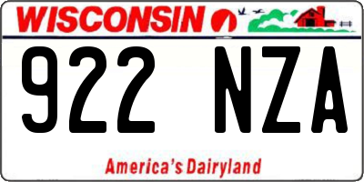 WI license plate 922NZA