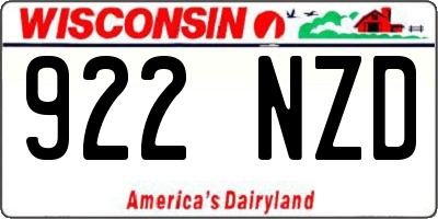 WI license plate 922NZD