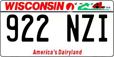 WI license plate 922NZI