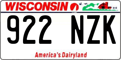 WI license plate 922NZK