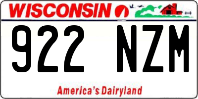 WI license plate 922NZM