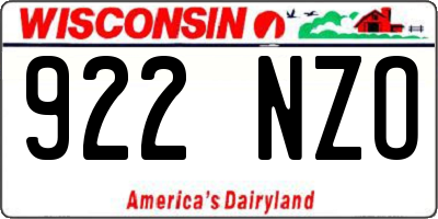 WI license plate 922NZO