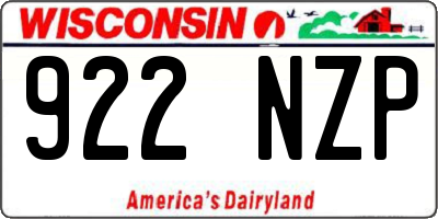 WI license plate 922NZP