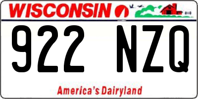 WI license plate 922NZQ
