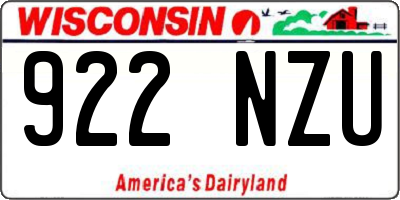 WI license plate 922NZU