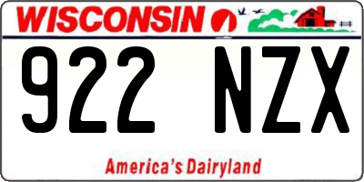 WI license plate 922NZX