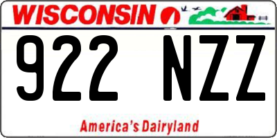 WI license plate 922NZZ