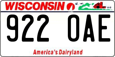WI license plate 922OAE