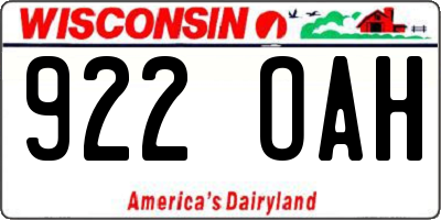 WI license plate 922OAH