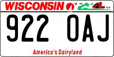 WI license plate 922OAJ