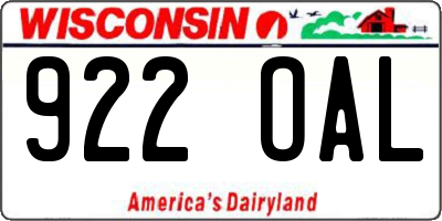 WI license plate 922OAL