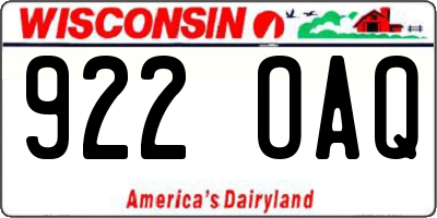 WI license plate 922OAQ