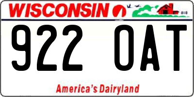 WI license plate 922OAT
