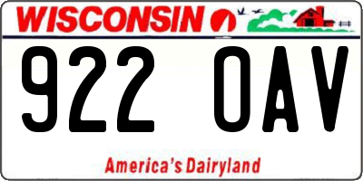 WI license plate 922OAV