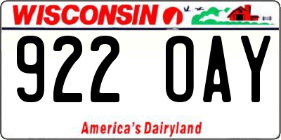 WI license plate 922OAY