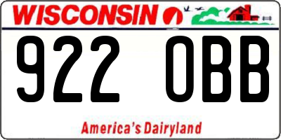 WI license plate 922OBB