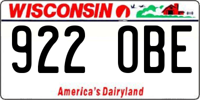 WI license plate 922OBE