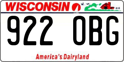 WI license plate 922OBG