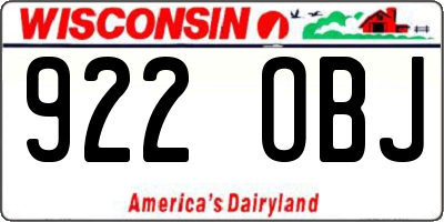 WI license plate 922OBJ