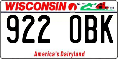 WI license plate 922OBK