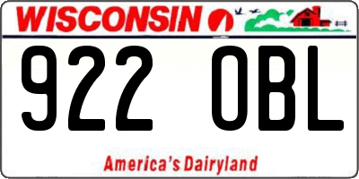 WI license plate 922OBL