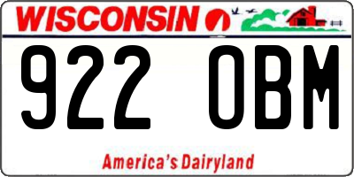 WI license plate 922OBM
