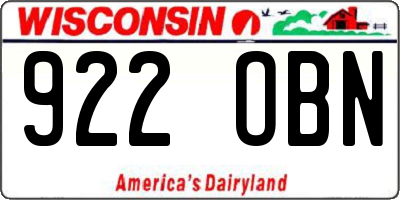 WI license plate 922OBN