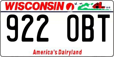WI license plate 922OBT