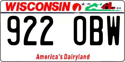 WI license plate 922OBW