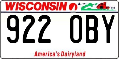WI license plate 922OBY
