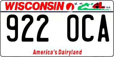 WI license plate 922OCA