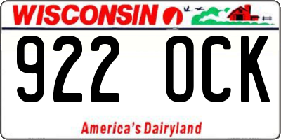 WI license plate 922OCK