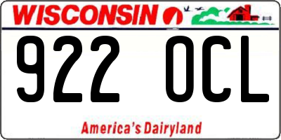 WI license plate 922OCL