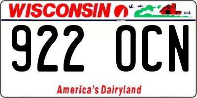 WI license plate 922OCN