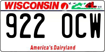 WI license plate 922OCW