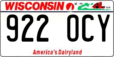 WI license plate 922OCY