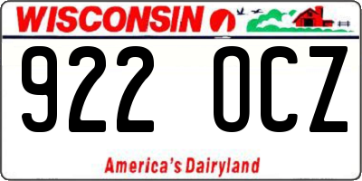 WI license plate 922OCZ