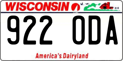 WI license plate 922ODA