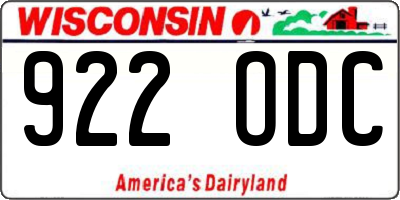 WI license plate 922ODC