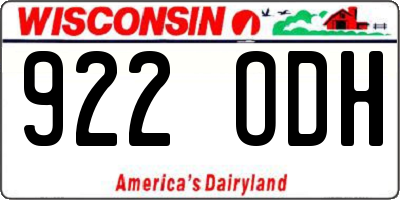 WI license plate 922ODH