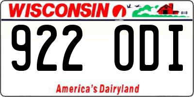 WI license plate 922ODI