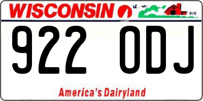 WI license plate 922ODJ
