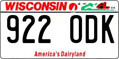 WI license plate 922ODK