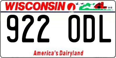 WI license plate 922ODL