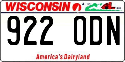 WI license plate 922ODN