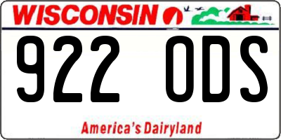 WI license plate 922ODS