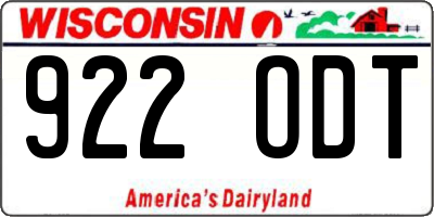 WI license plate 922ODT